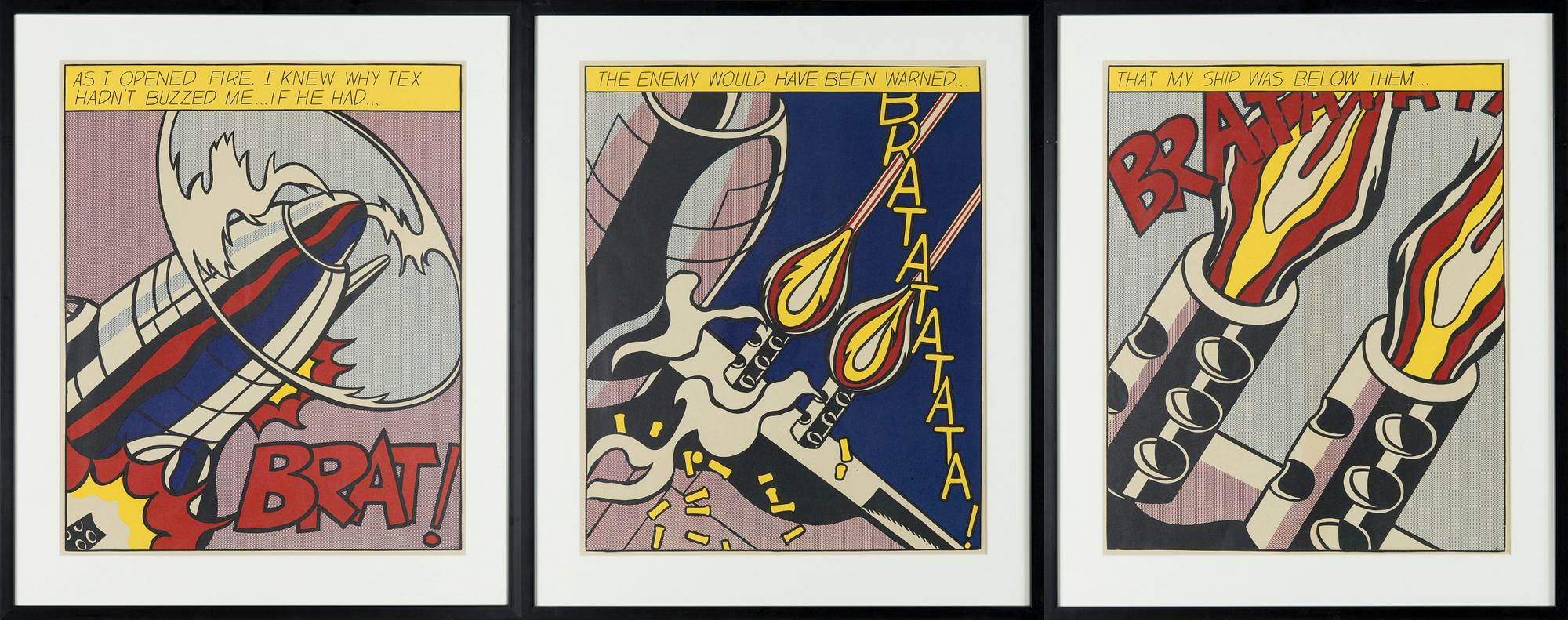 Roy Lichtenstein, jälkeen, Väriserigrafia, julisteet, 3 kpl, julkaisija Stedelijk Museum Amsterdam 1900-luvun jälkipuolisko.