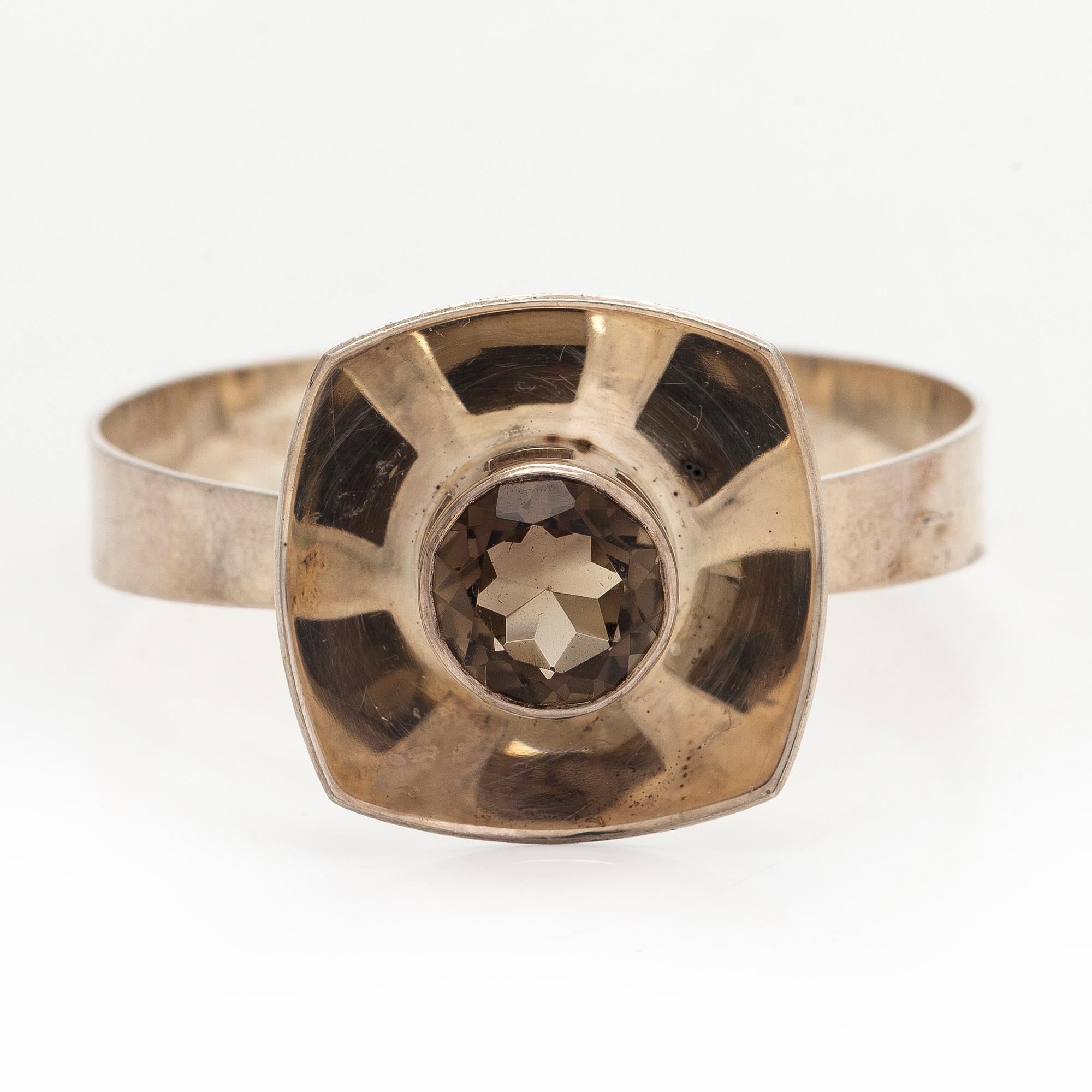 Bracelet and necklace, faceted smoky quartz, silver, Alton, Sweden 1966.