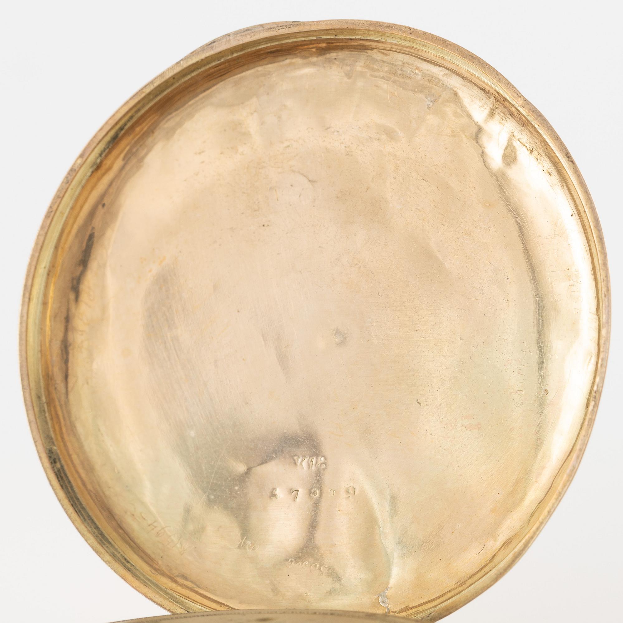 Pocket watch 14K gold, 45.5 mm.