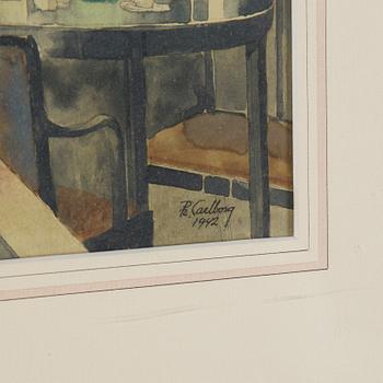 RUDOLF CARLBORG, 2 st, akvarell med täckvitt på papper, signerad R. Carlborg och ena daterad 1942.