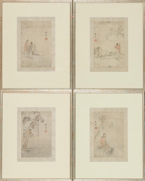 A set of four chinese paintings, late 19th/early 20th c. Shanghai School.