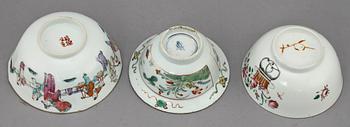 SKÅLAR, 3 st, porslin, Kina, 1700/1800-tal.