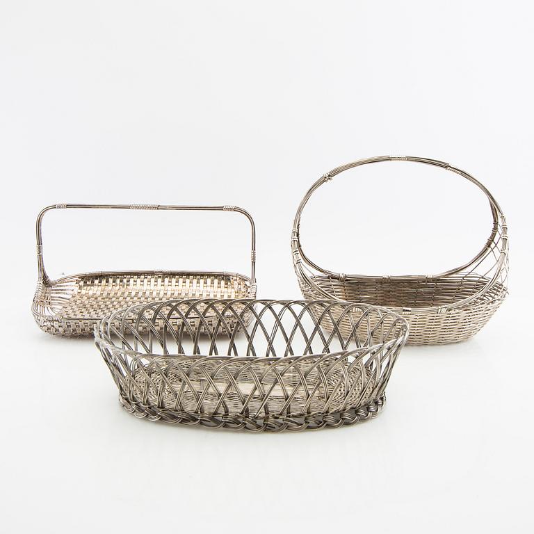 Bread baskets 3 pcs white metal first half of the 20th century.