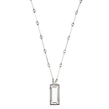 803. A Wiwen Nilsson sterling rock crystal pendant and chain, Lund 1941.