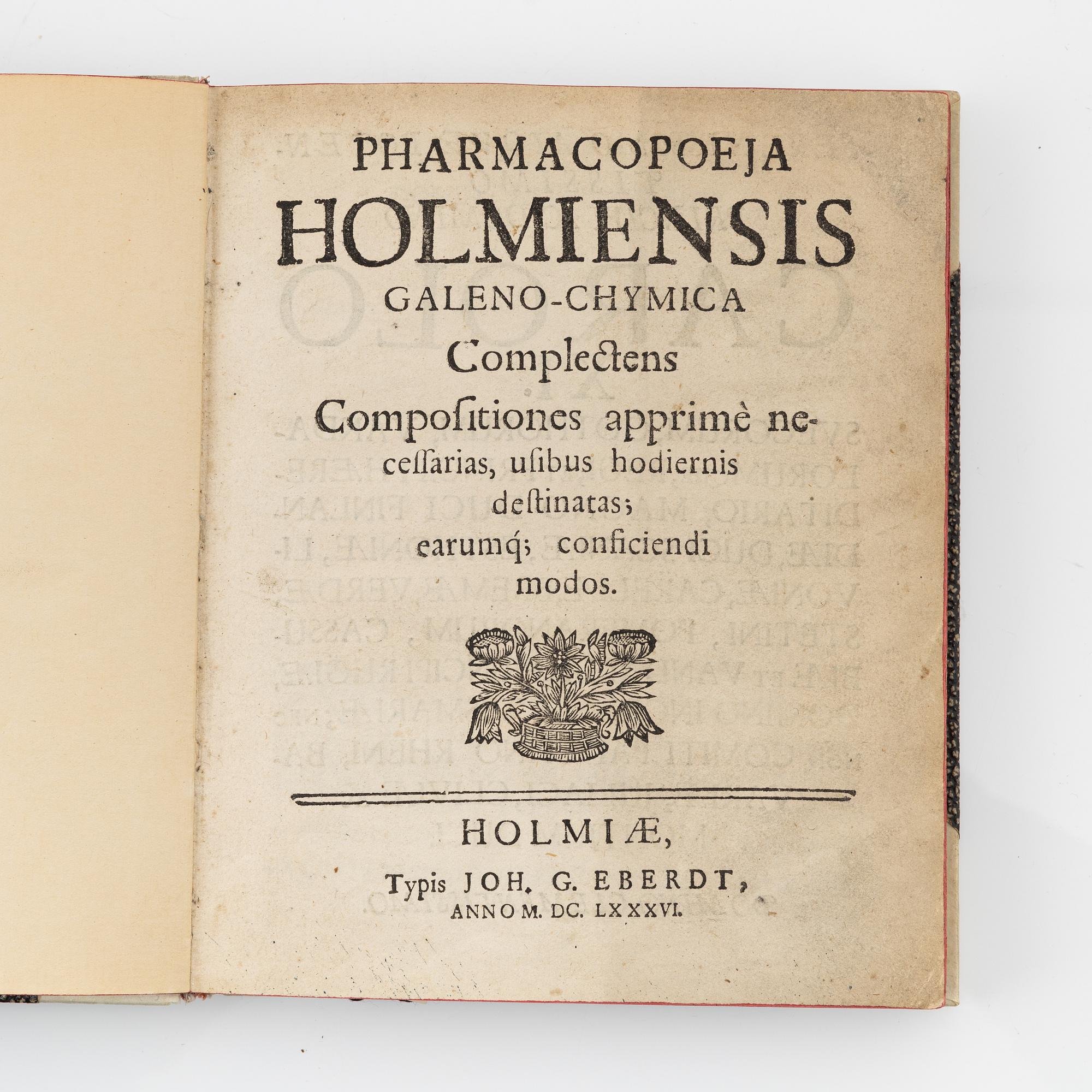The first Swedish Pharmacopoeia, 1686.