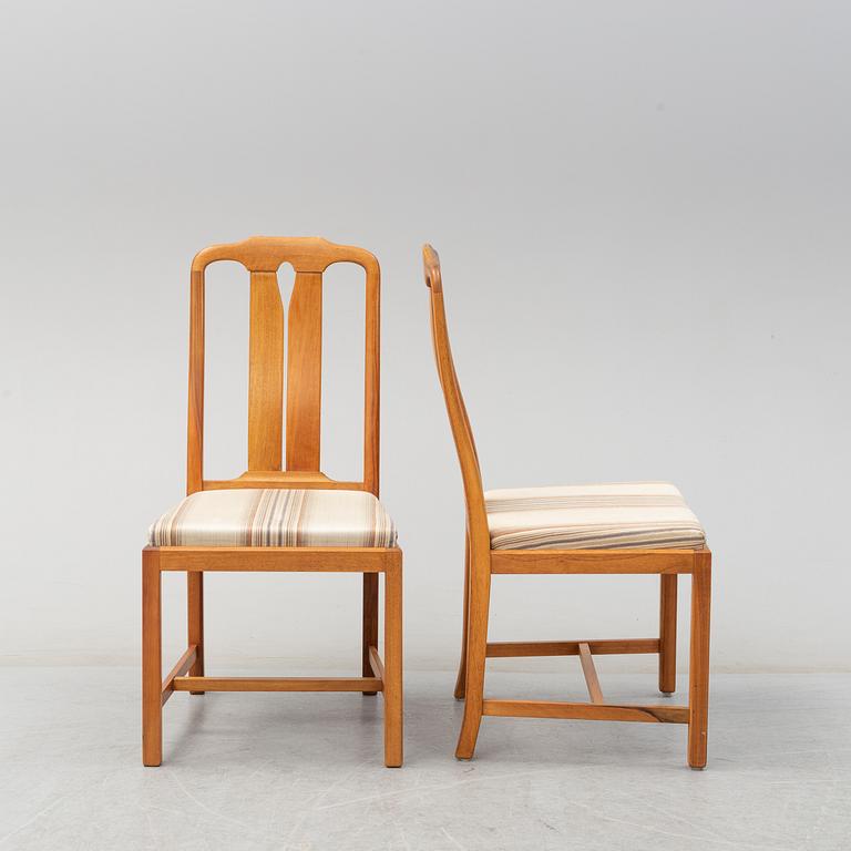 CARL MALMSTEN,  'Ambassadör' 6 walnut chairs from Åfors Möbelfabrik.