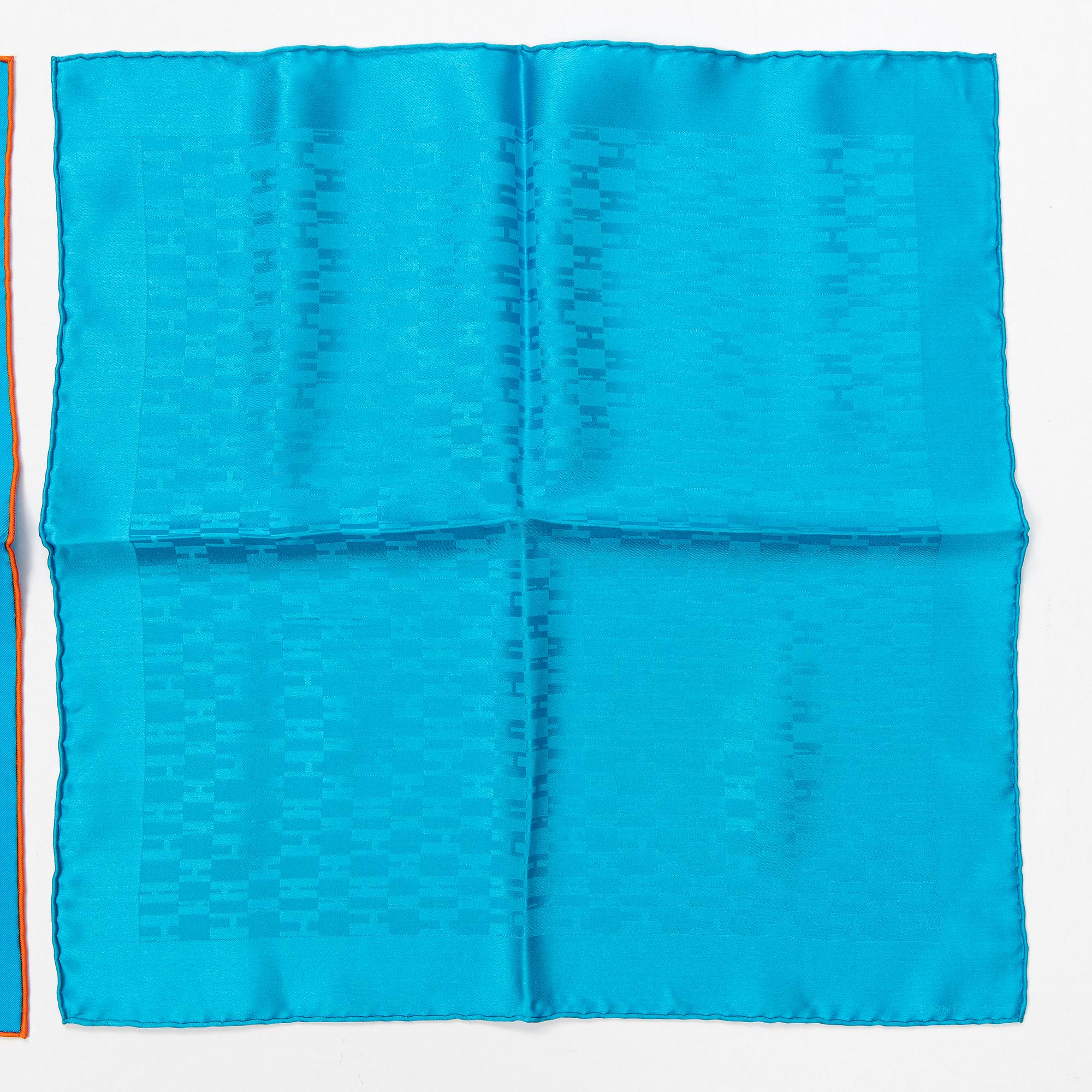 HERMÈS, two pochette/gavroche scarves.
