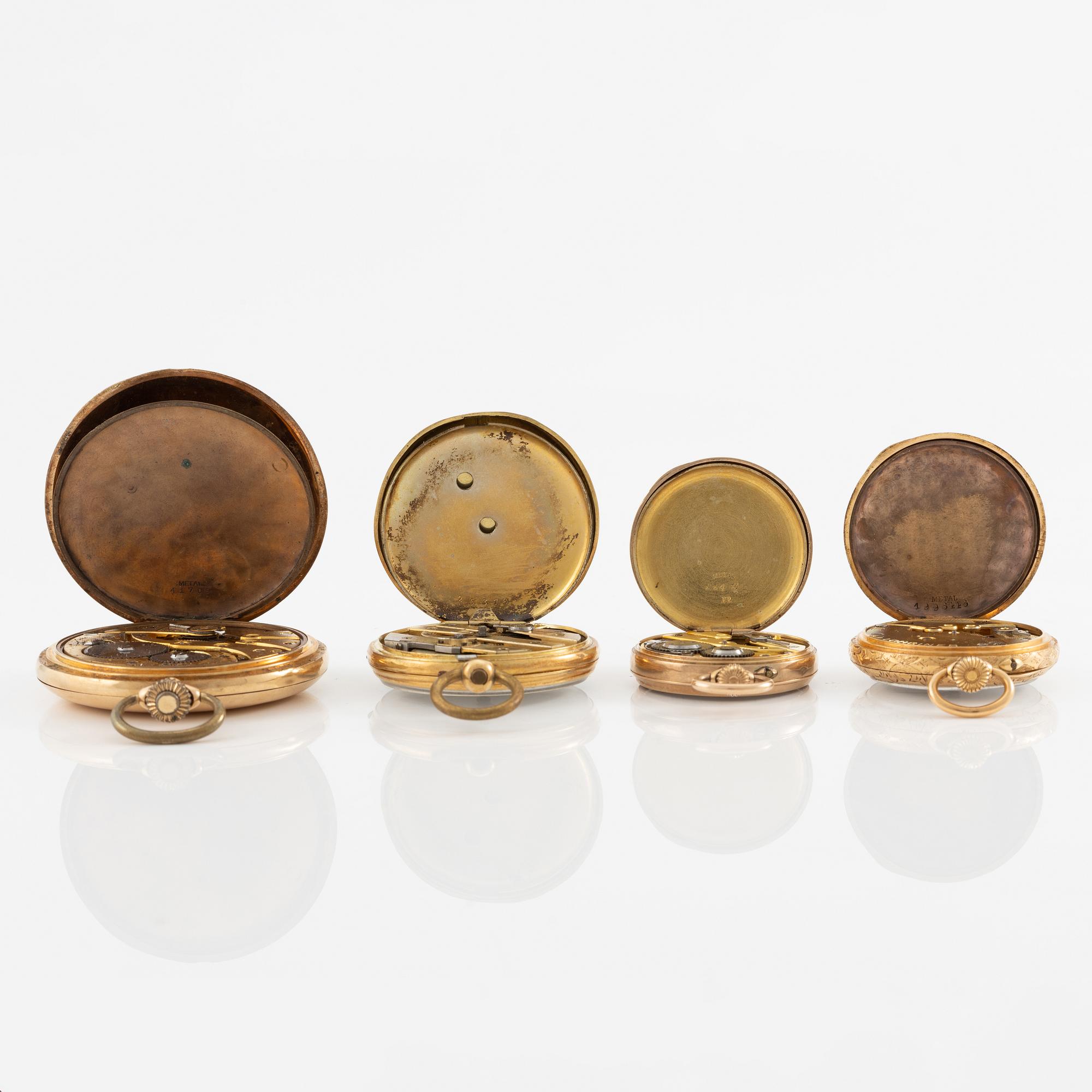 Pocket watches/grandfather clocks, 4 pcs.