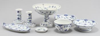SERVISDELAR, 8 st,  porslin, "Musselmalet", Royal Copenhagen, 1900-talets andra hälft.