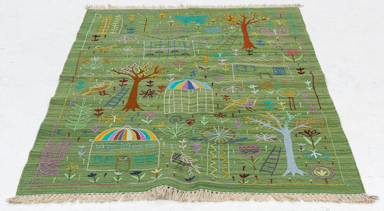 Matta, handbroderad Kelim, ca 180 x 123 cm.