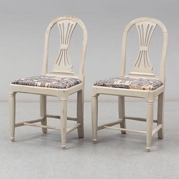 A pair of gustavian chairs, early 19th century.