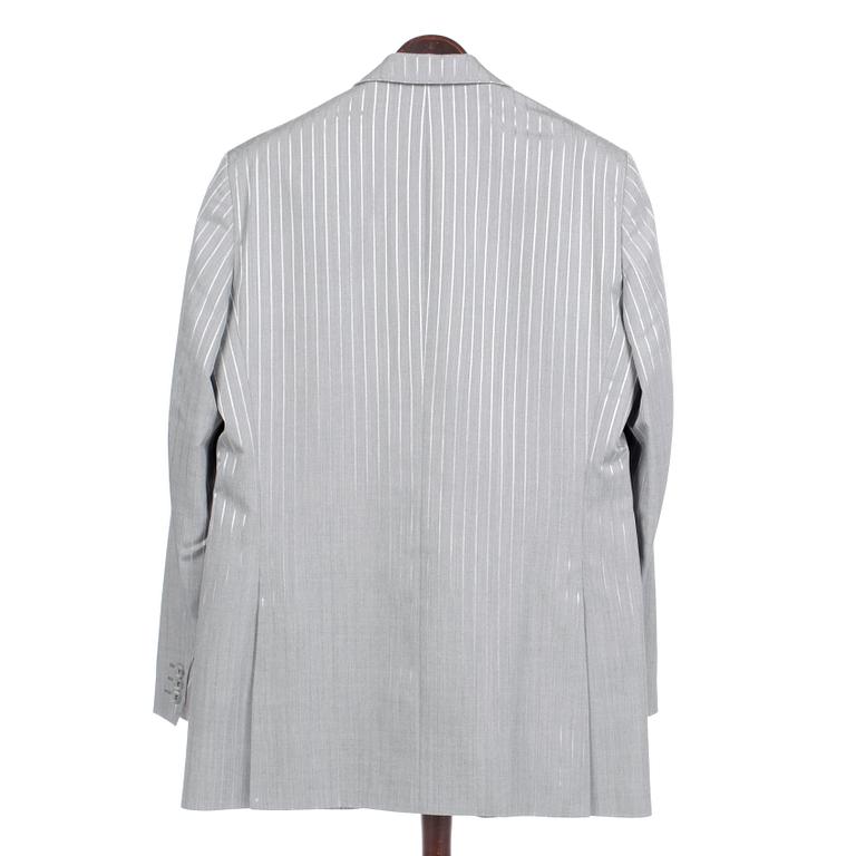 TIGER OF SWEDEN, a men´s grey and silver pinstriped suit with jacket and pants, size 50.