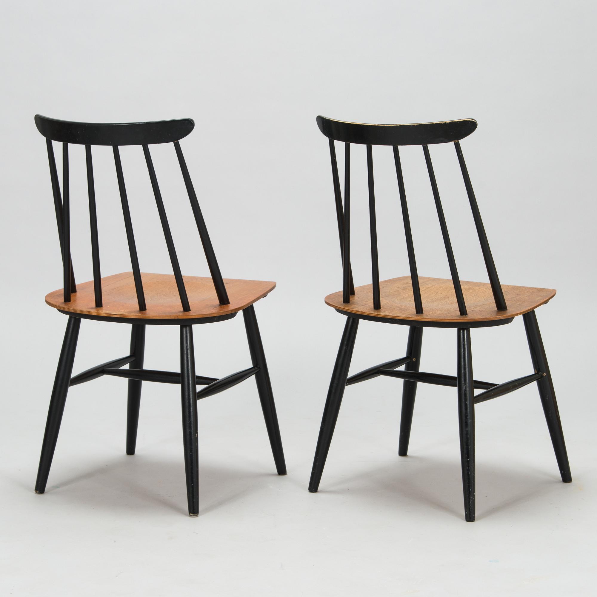 Ilmari Tapiovaara, stolar, 6 st, "Fanett", tillverkare Asko 1900-talets mitt.