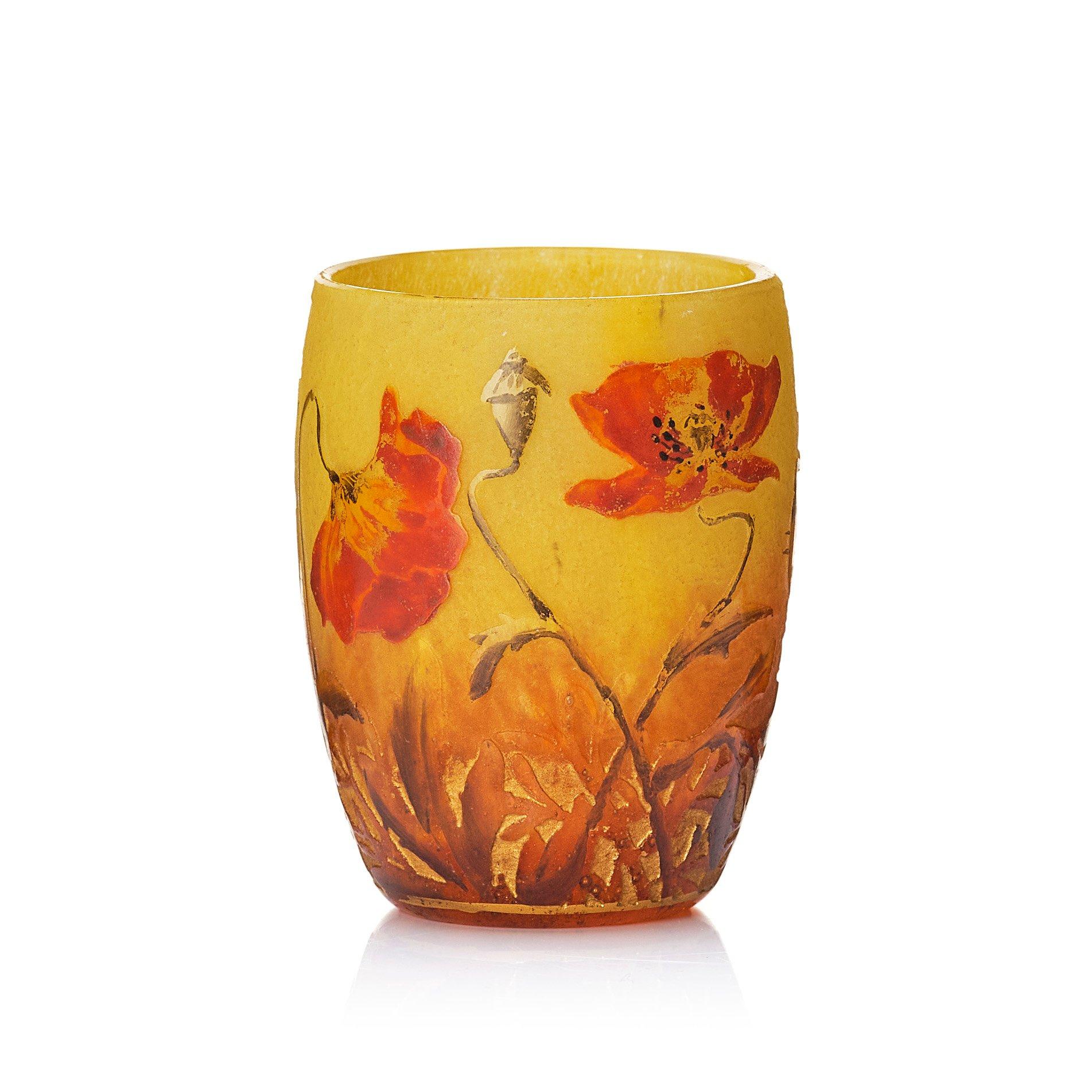 Daum, an Art Nouveau enamel painted cameo glass vase, Nancy, France.