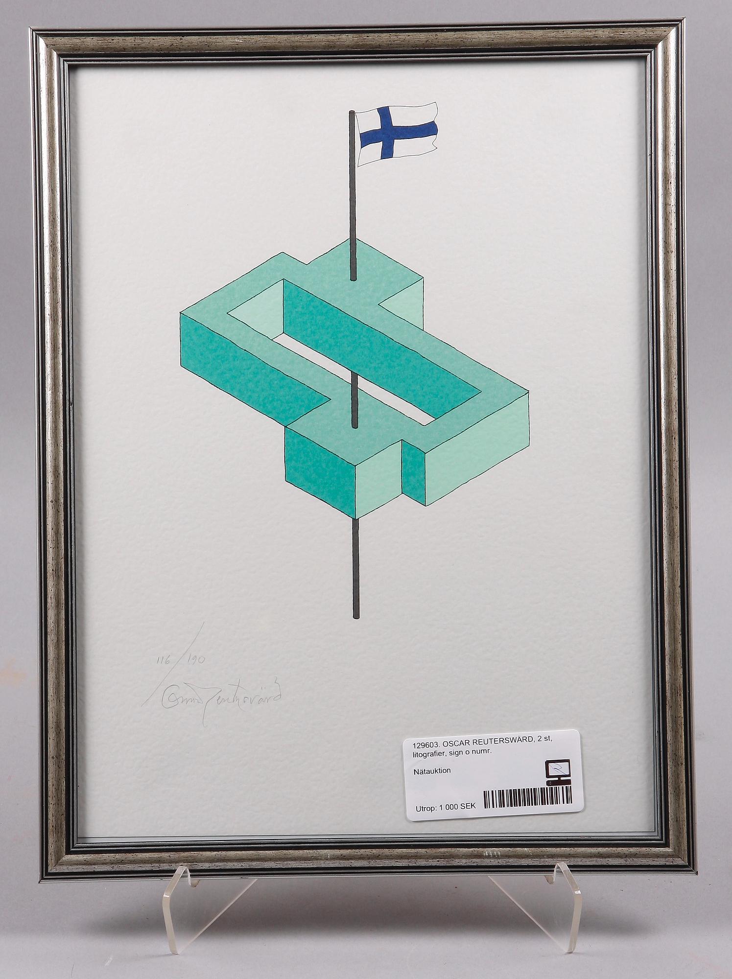 OSCAR REUTERSVÄRD, 2 st, litografier, sign o numr.