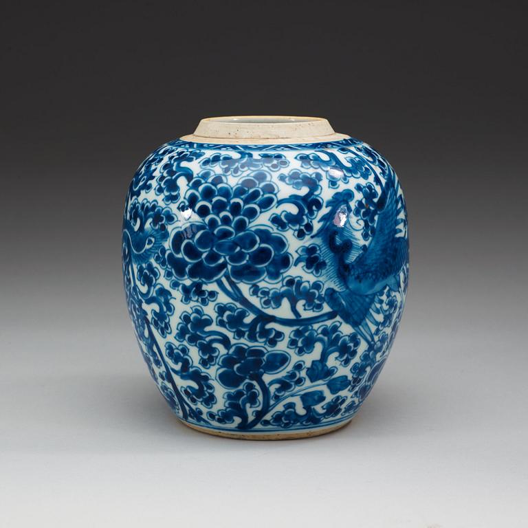 A blue and white jar, Qing dynasty, Kangxi (1662-1722).