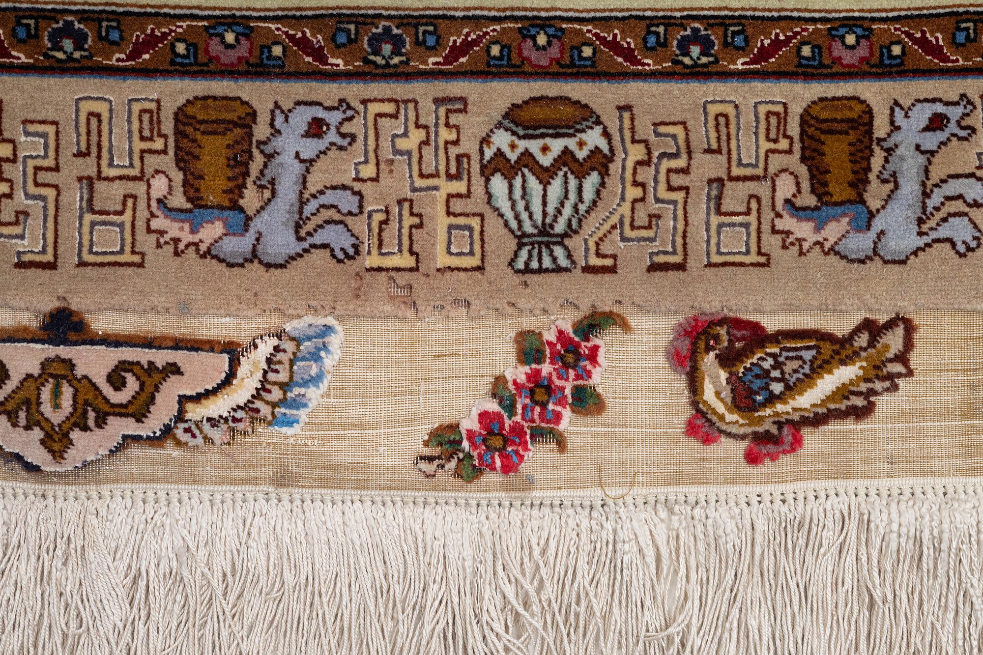 Rug, Tabriz pictorial, approx. 316 x 195 cm.