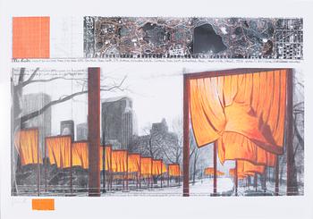 Christo & JEANNE-CLAUDE, color offset with fabric application, signed Christo.
