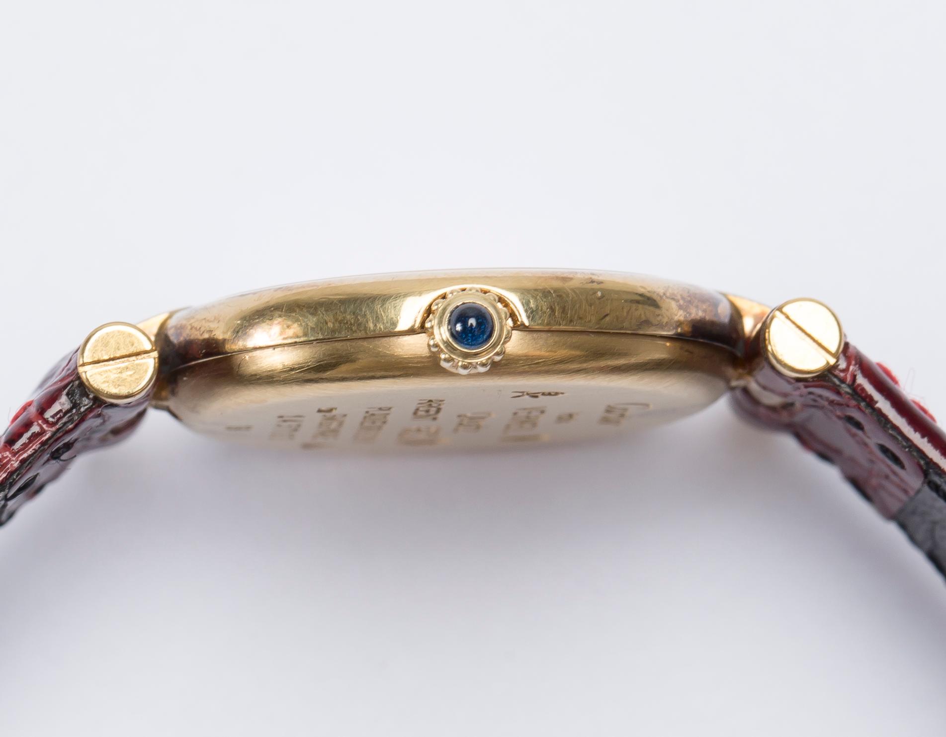 ARMBANDSUR, sterling silver, förgylld. Must de Cartier. 1980-tal.