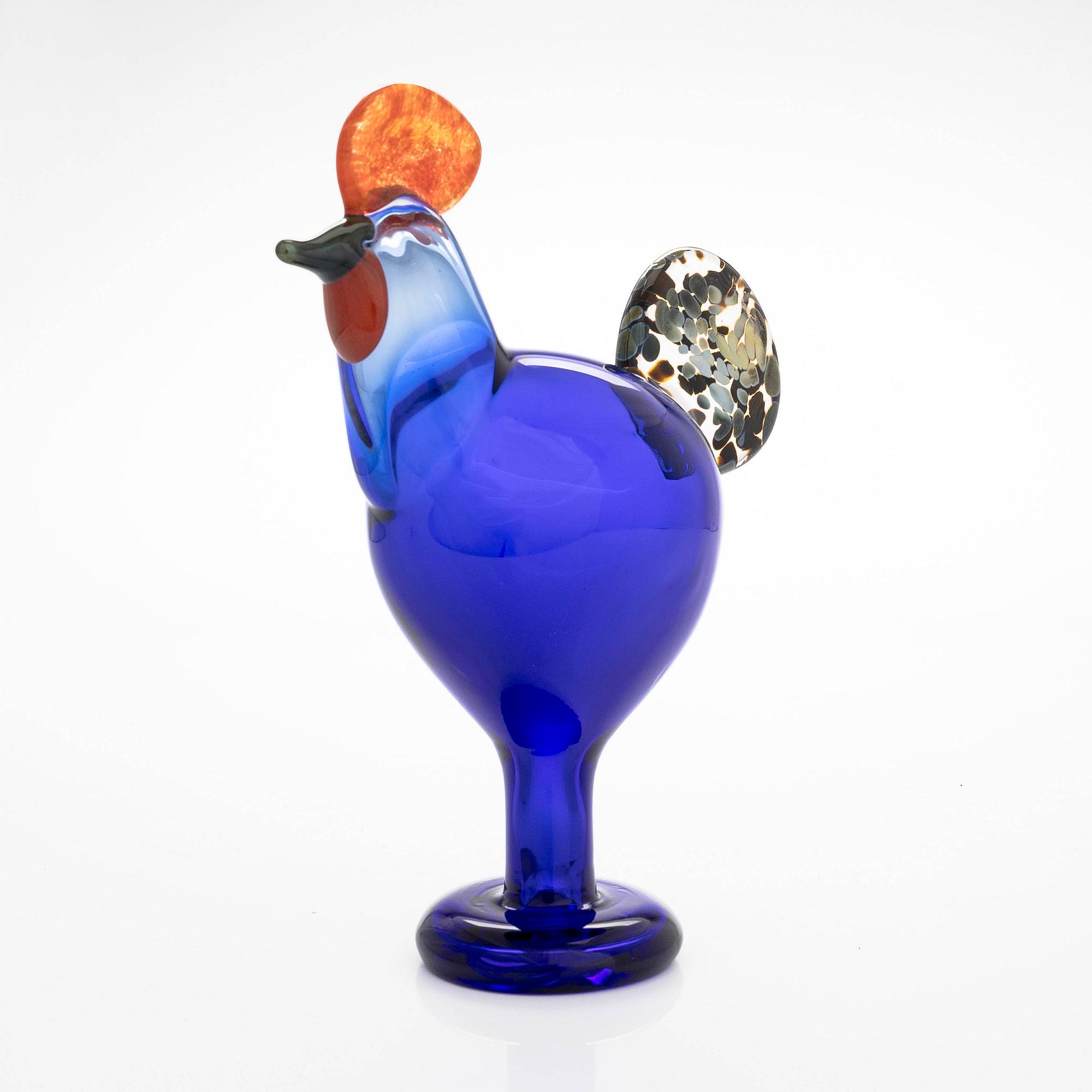Oiva Toikka, glasfågel, "Rooster", signerad O. Toikka Nuutajärvi 25 v.
