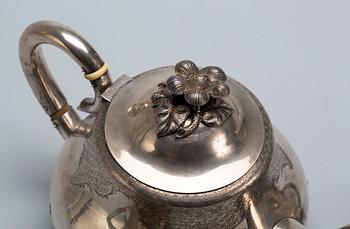 TESERVIS, 3 delar, silver, Peter Hertz, Köpenhamn, 1860, vikt ca 900g.