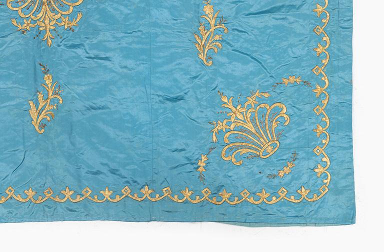 A silk and metal thread embroidery, Ottoman Empire, c. 193 x 148 cm.