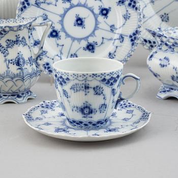 A whole- and half lace porcelain coffee service, 34 pcs "Musselmalet" from Royal Copenhagen.
