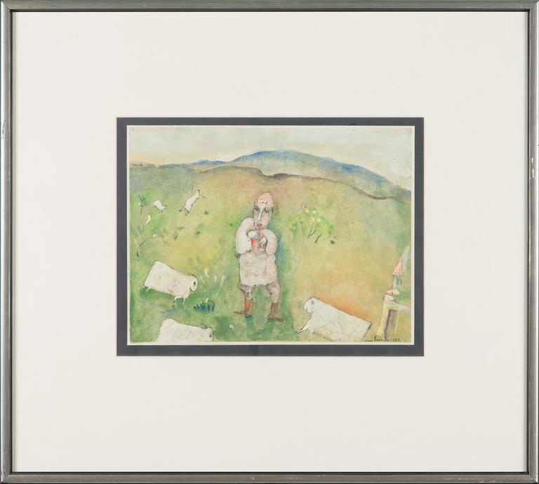 Olavi Vaarula, gouache, signerad och daterad 1987.