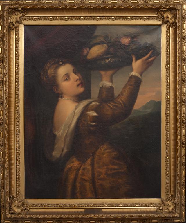 OKÄND KONSTNÄR, olja på duk, kopia efter Tizian, 1800-tal.