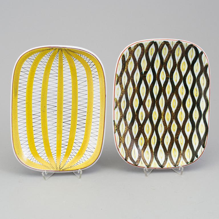 STIG LINDBERG, skålar och fat, 5 st, fajans, Gustavsberg studio 1950-tal.