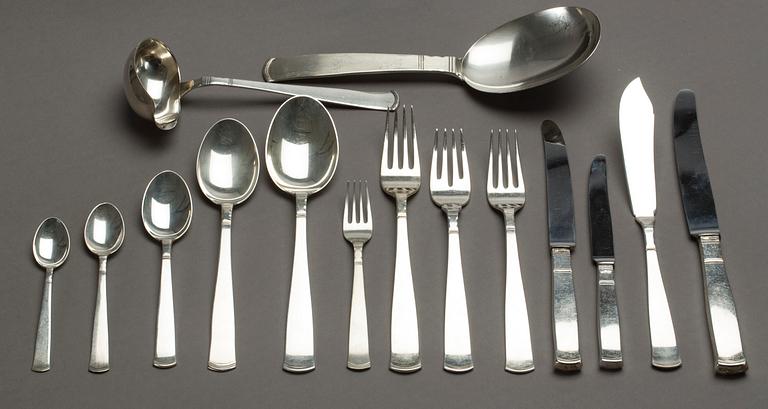 BESTICKUPPSÄTTNING, "Rosenholm", GAB, 1900-talets andra hälft varierande år, silver ca 237 delar, total vikt  9900 g.