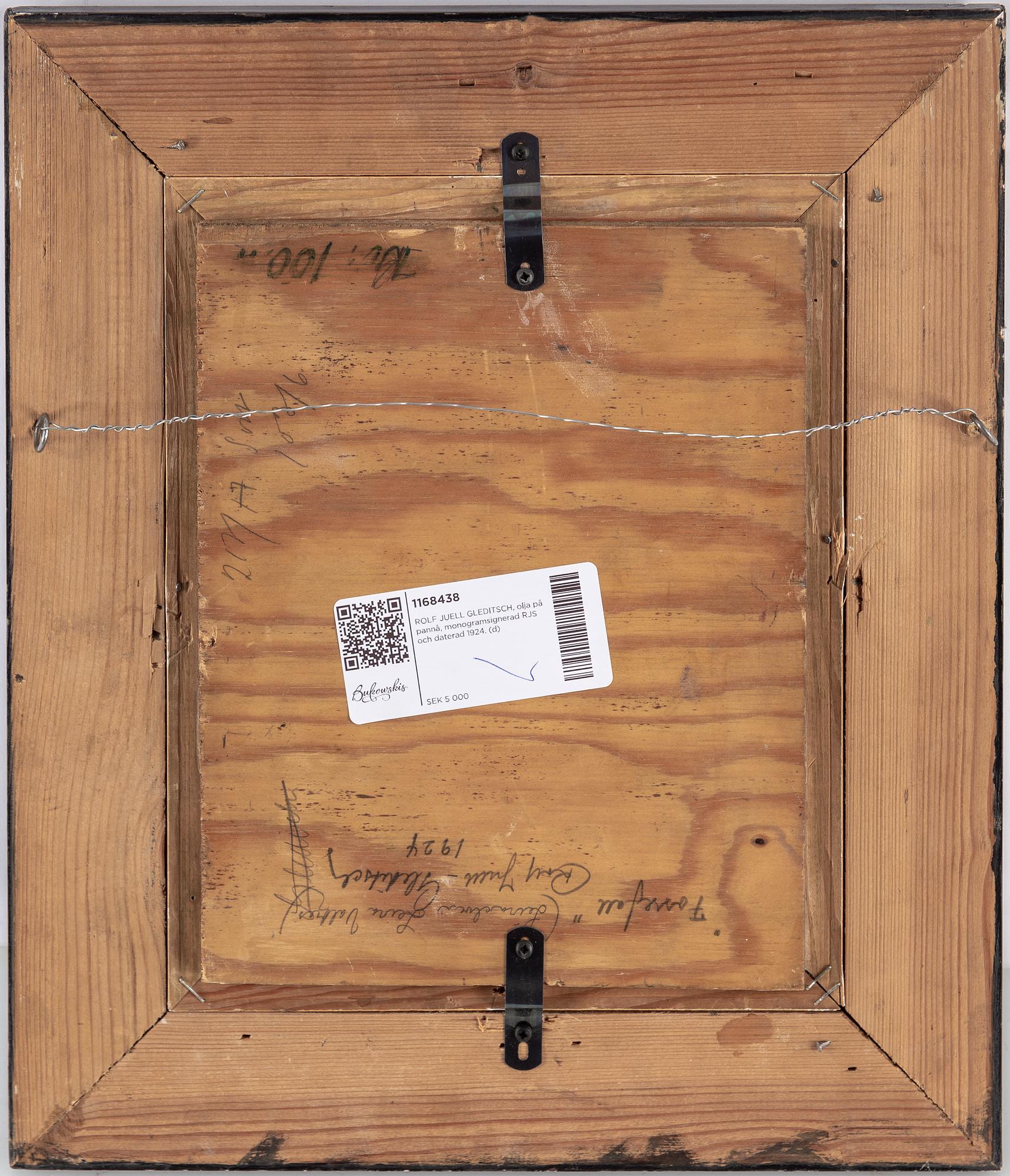 Rolf Juell Gleditsch, oil on panel, signed with monogram RJS and dated 1924.