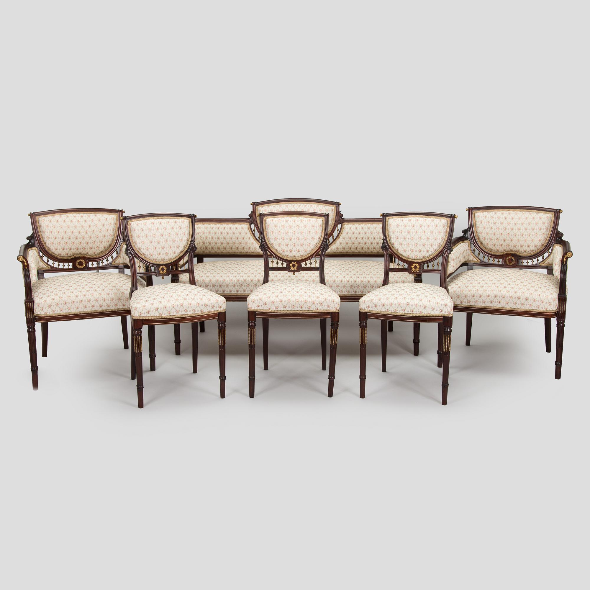 A six-piece furniture set, Nikolai Boman's, Turku, 1890s.