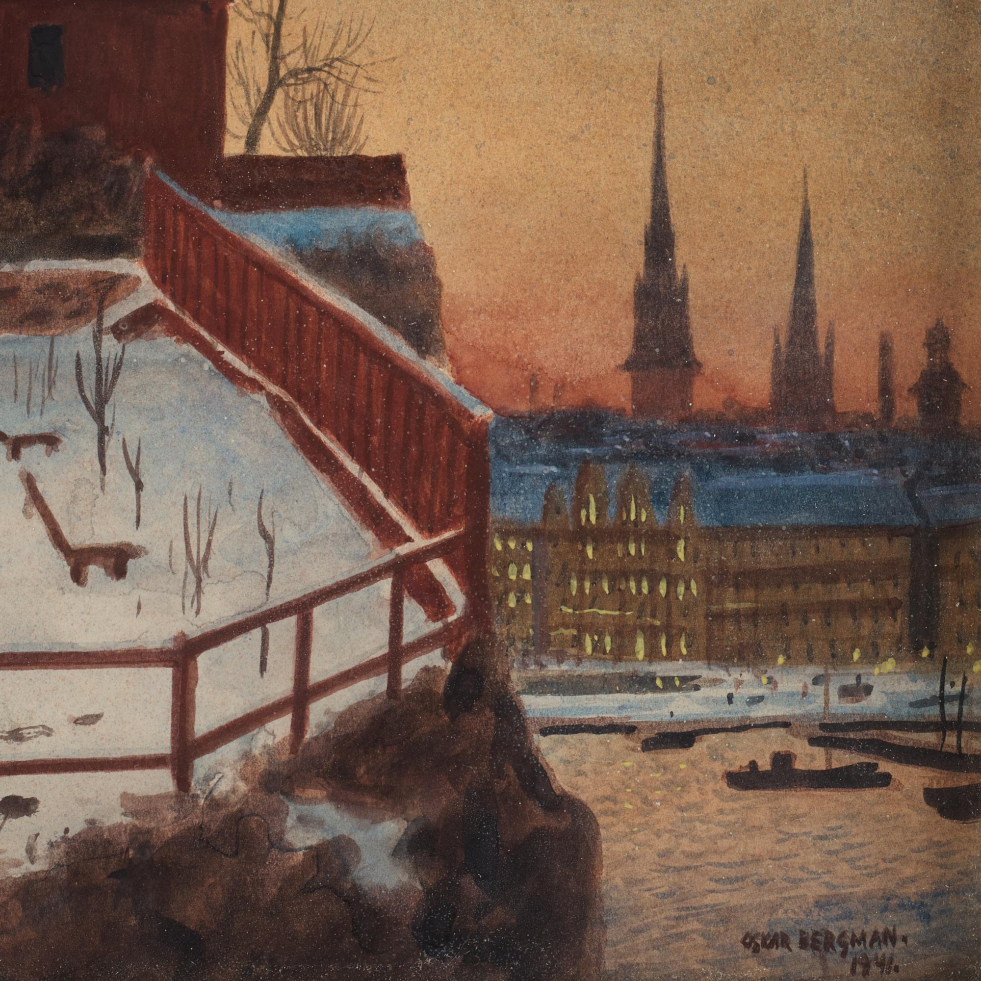 OSKAR BERGMAN, signed Oskar Bergman and dated 1941, water colour.