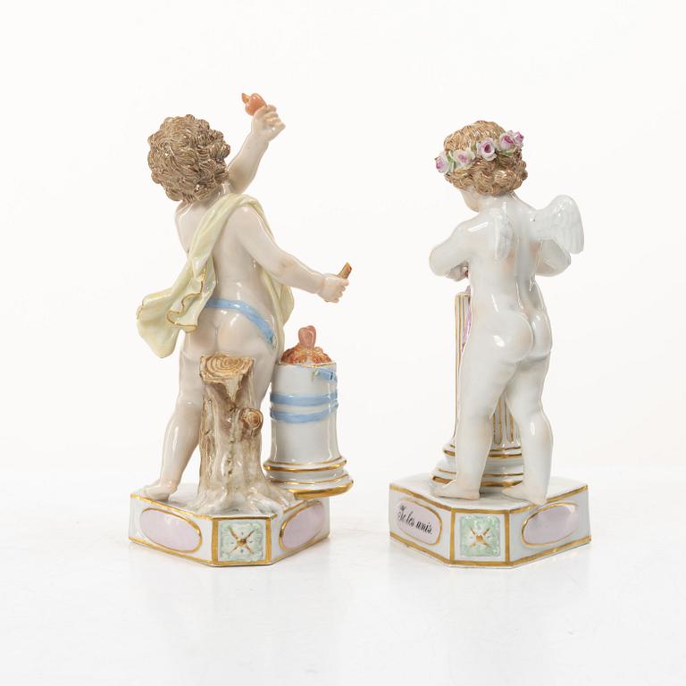 Meissen, A pair of porcelain figures, "Je les punis" and "Je les unis", from the "Devisenkinder"-series, around 1900.