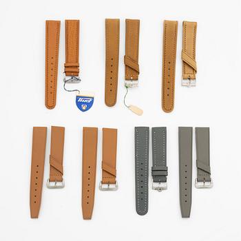 Collection of leather straps,  Omega, Certina, Tissot, 7 pcs.