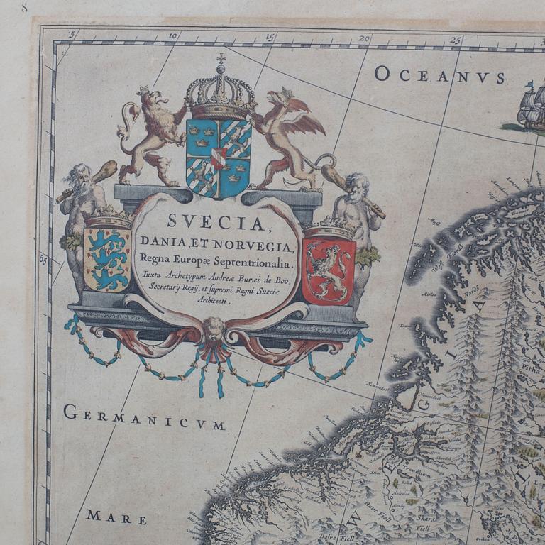 ANDERS BURE, JOAN BLAEU, map, copper engraving, Antwerpen, ca 1650-60.