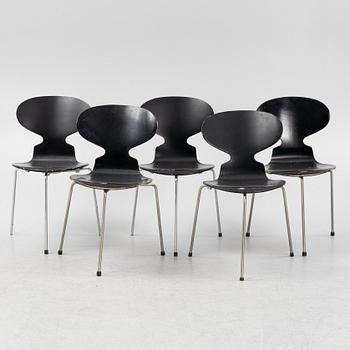 Arne Jacobsen, five 'Ant' chairs, Fritz Hansen, Denmark.