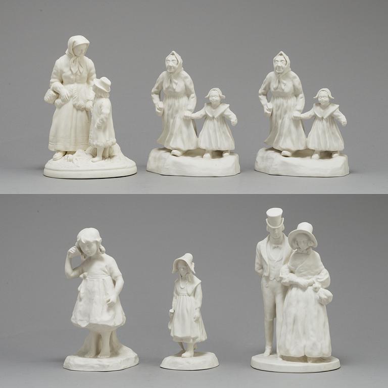 SIX PARIAN FIGURES, Gustafsberg and Rörstrand, early 20th century.