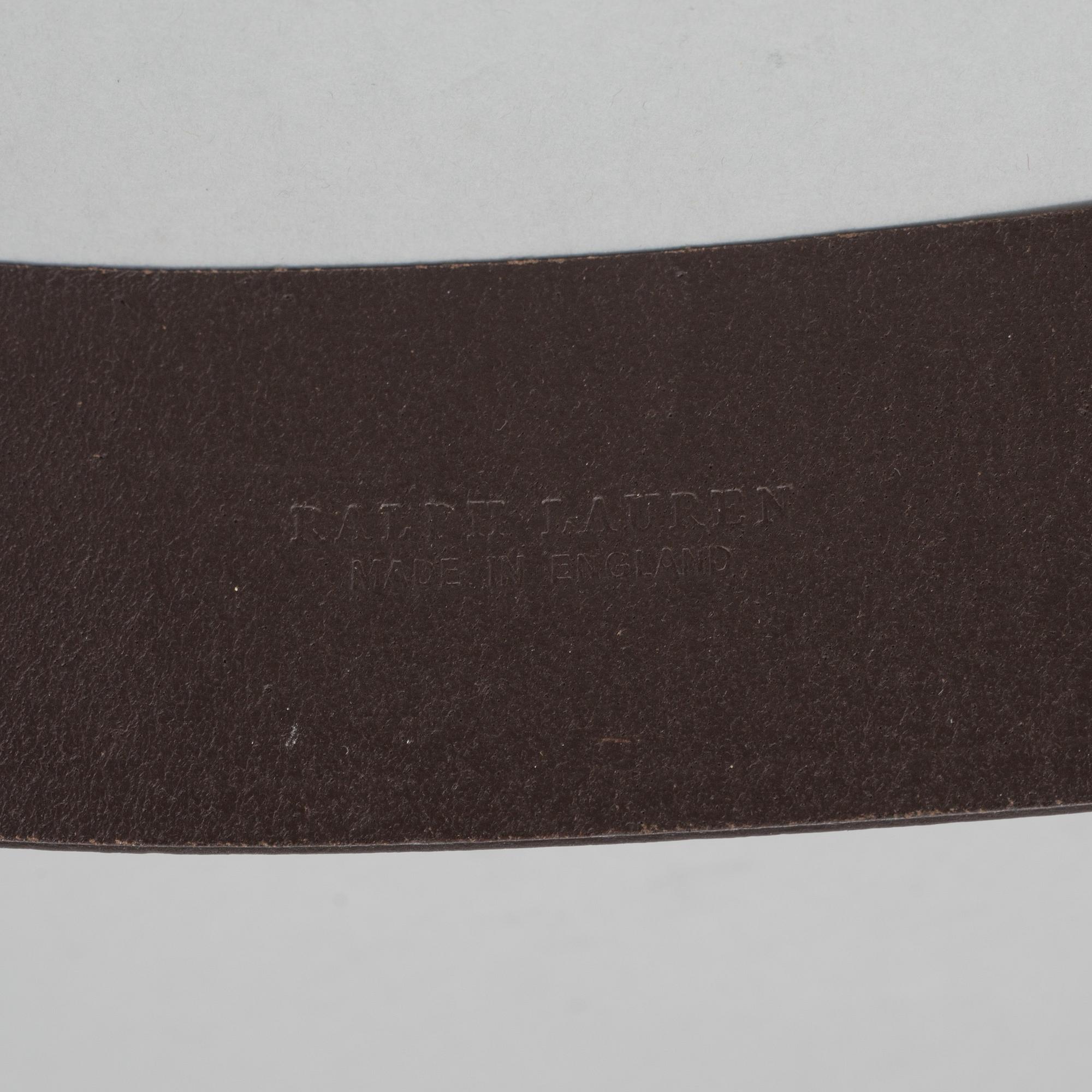 Two leather belts by Ralph Lauren.