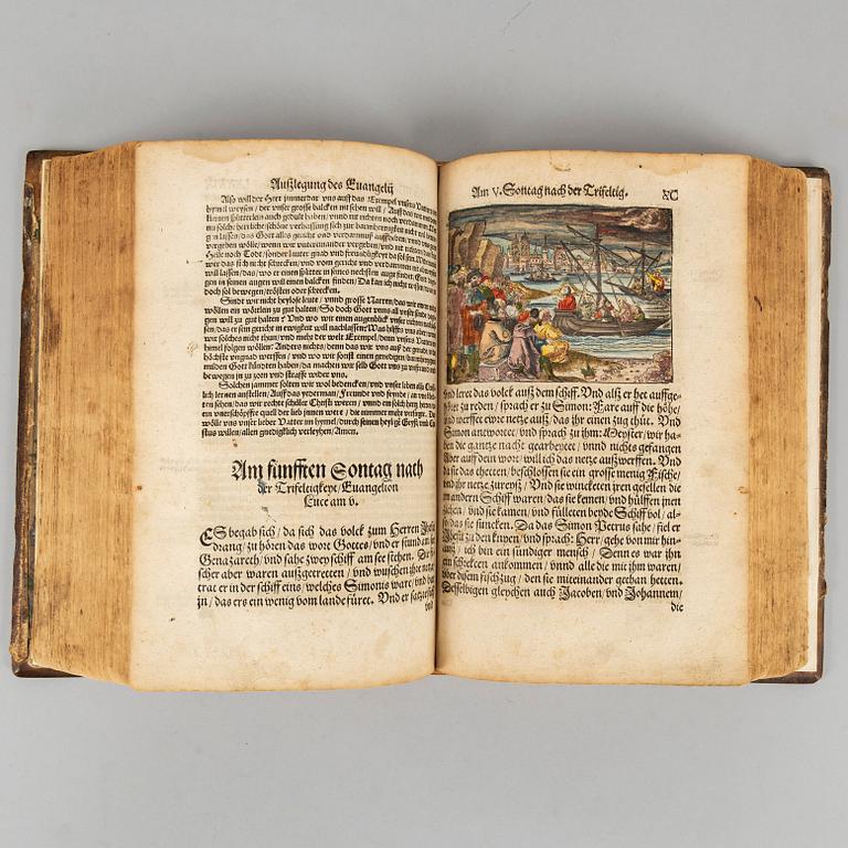 Martin Luther’s Haußpostil, 1553, with numerous coloured woodcuts.