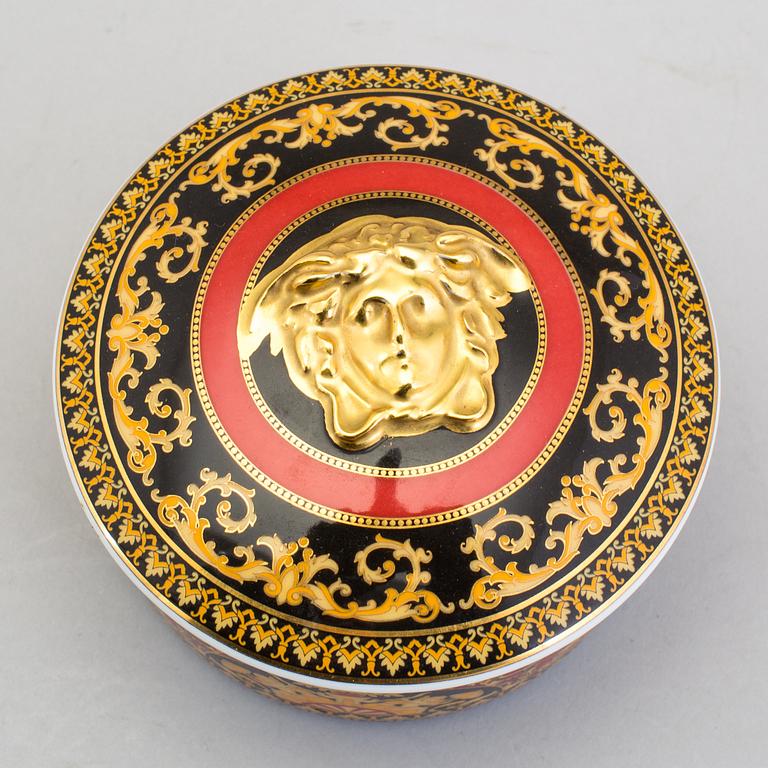 A lidded jar and a dish, Versace "Medusa".
