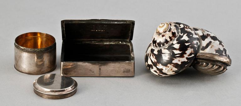DOSOR, 3 st, silver, bla Gustaf Möllenborg, 1800-1900-tal.