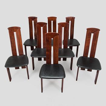 A set of eight dining chairs, Italy.