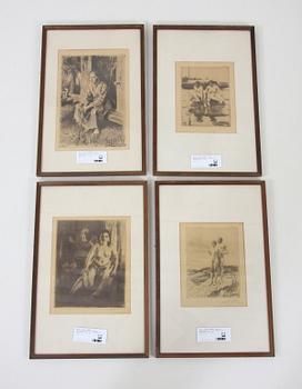 ZORN, ANDERS, efter. Grafiska blad, 4 st, utgivna av Bengtssons lito AB.
