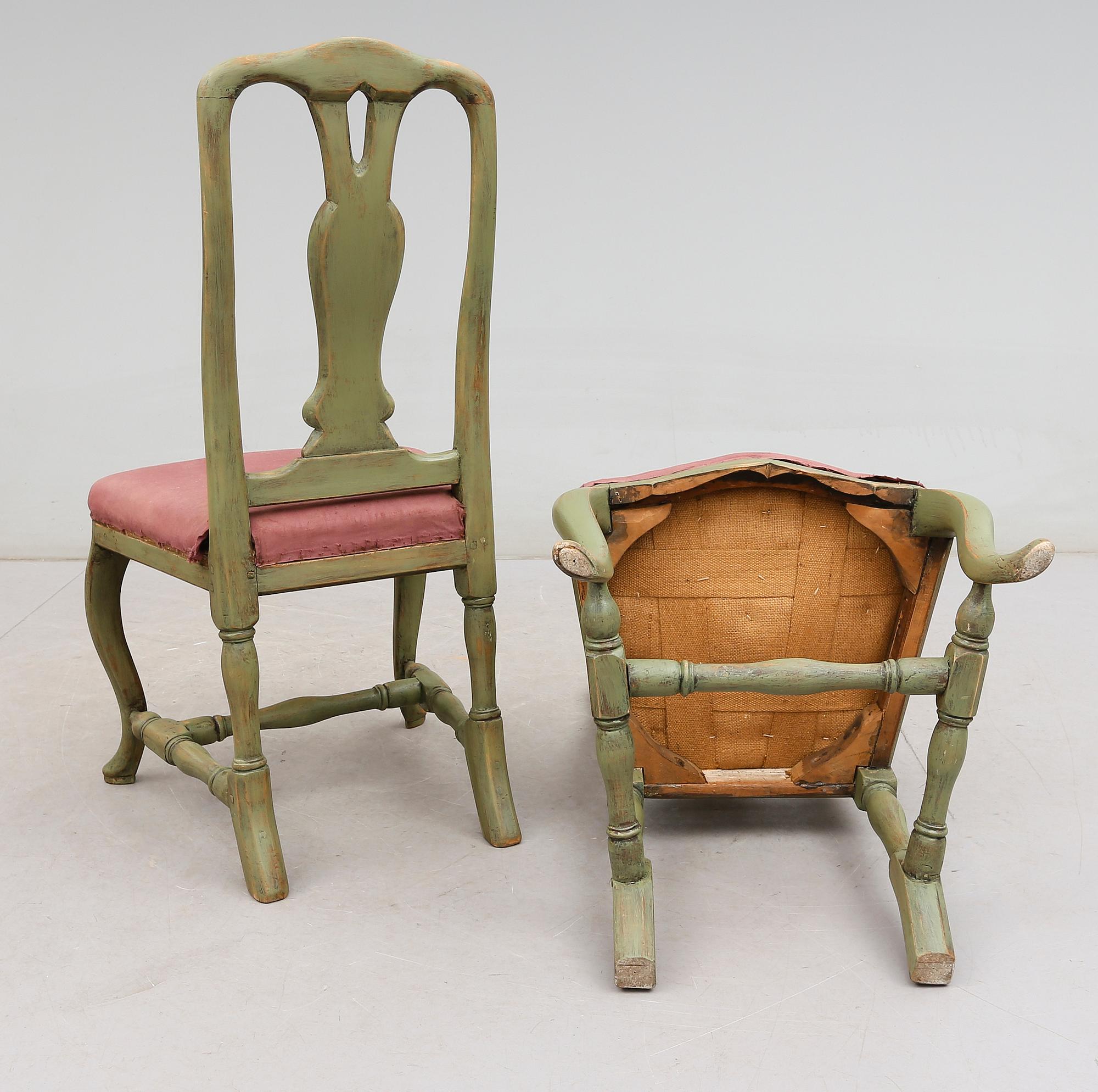 STOLAR, 1 par, Stockholmsarbeten, rokoko, 1700-talets andra hälft.