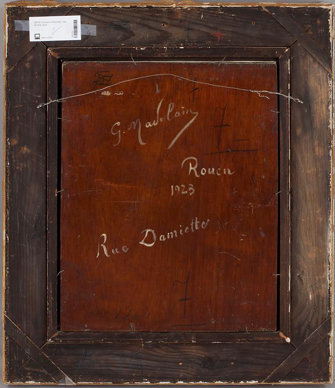 GUSTAVE MADELAIN, olja på pannå, sign o dat 1923 a tergo.