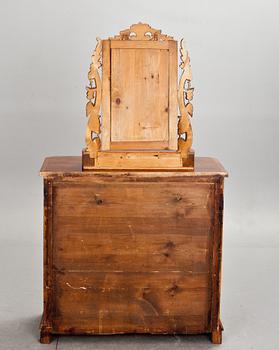 BYRÅ samt BORDSSPEGEL, 1800-talets mitt/andra hälft.