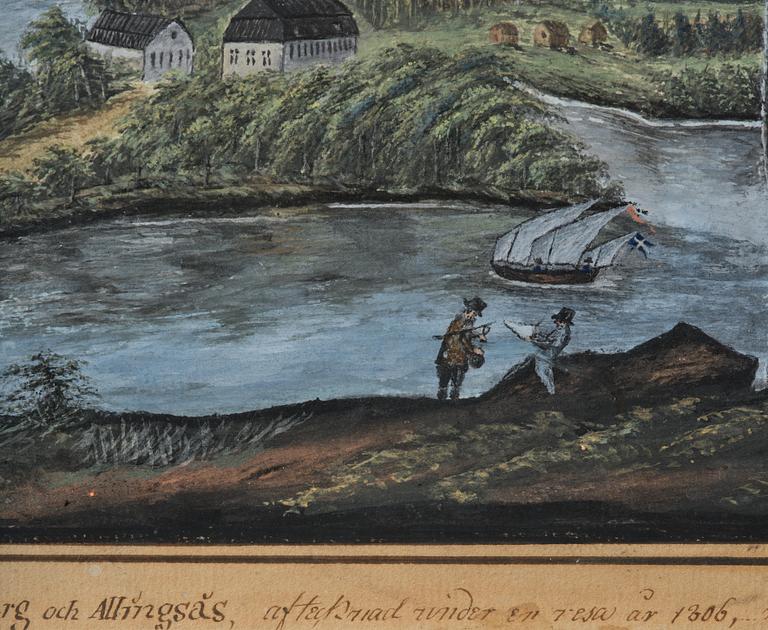 Swedish artist, "View of Näs located by the road between Gothenburg and Alingsås," dated 1808.