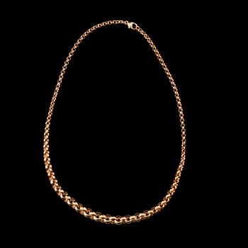 KETJU, "ärtlänk", 14K guld. Längd 50 cm. Vikt 31,4 g.